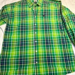 Cinch Men’s Western Shirt Bright Green Plaid Long Sleeve Button Down Rodeo M